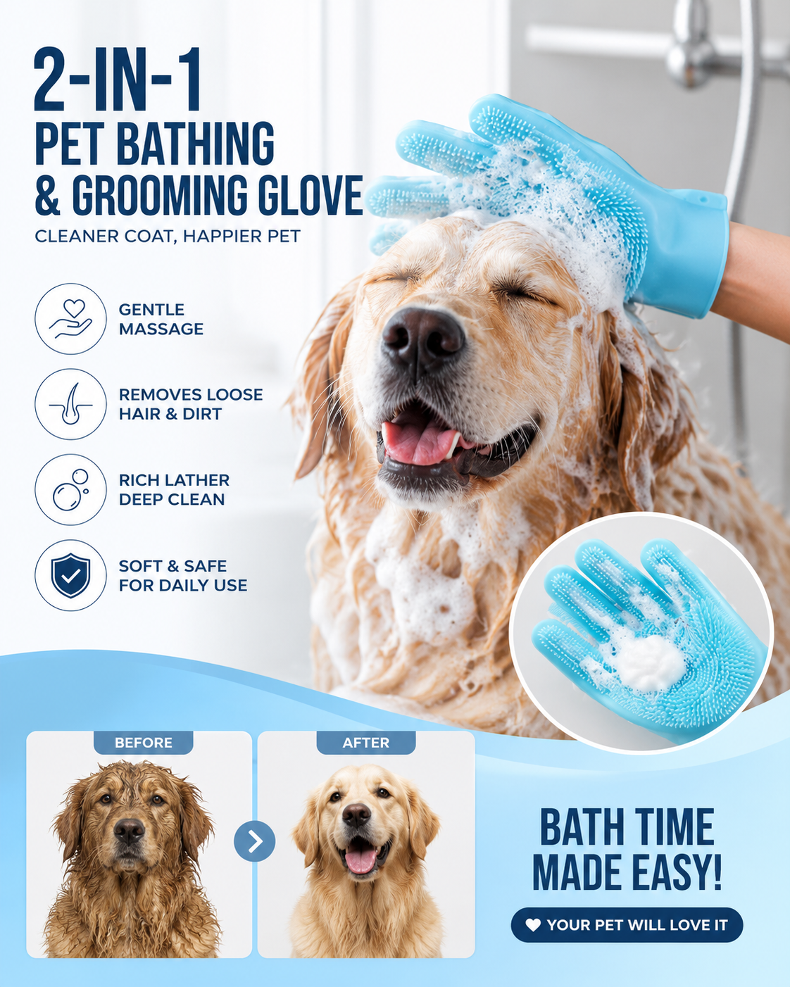 Silicone Pet Bath Gloves