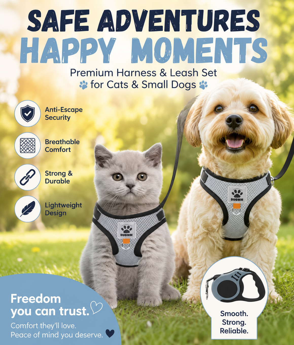 Vest-Style Pet Harness and Leash Set For Small Cats and Dogs
