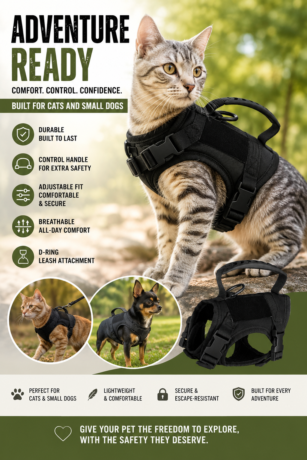 Tactical Vest with Handel for Cats or Small Dogs