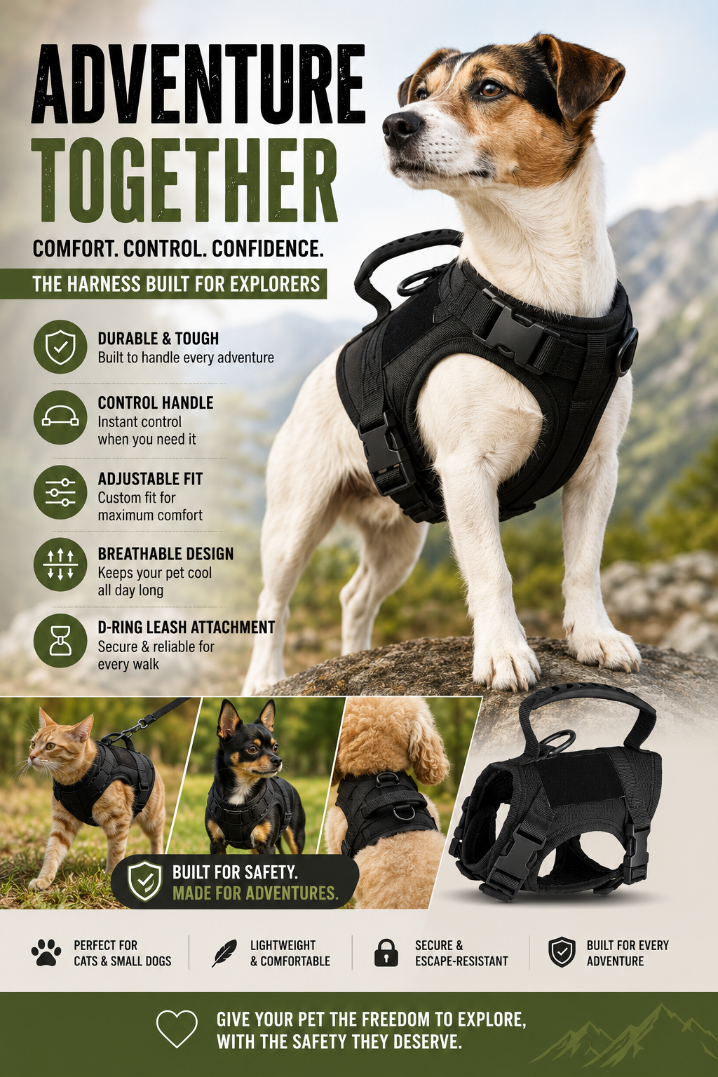Tactical Vest with Handel for Cats or Small Dogs