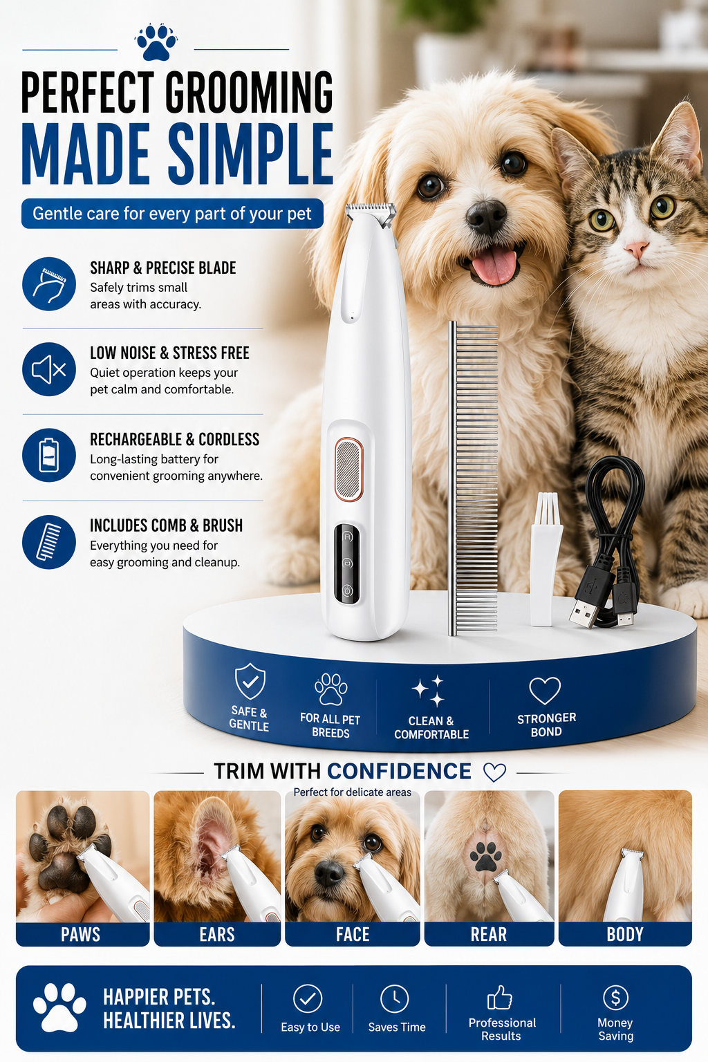 Electric Dog/Cat Paw Trimmer with LED Light