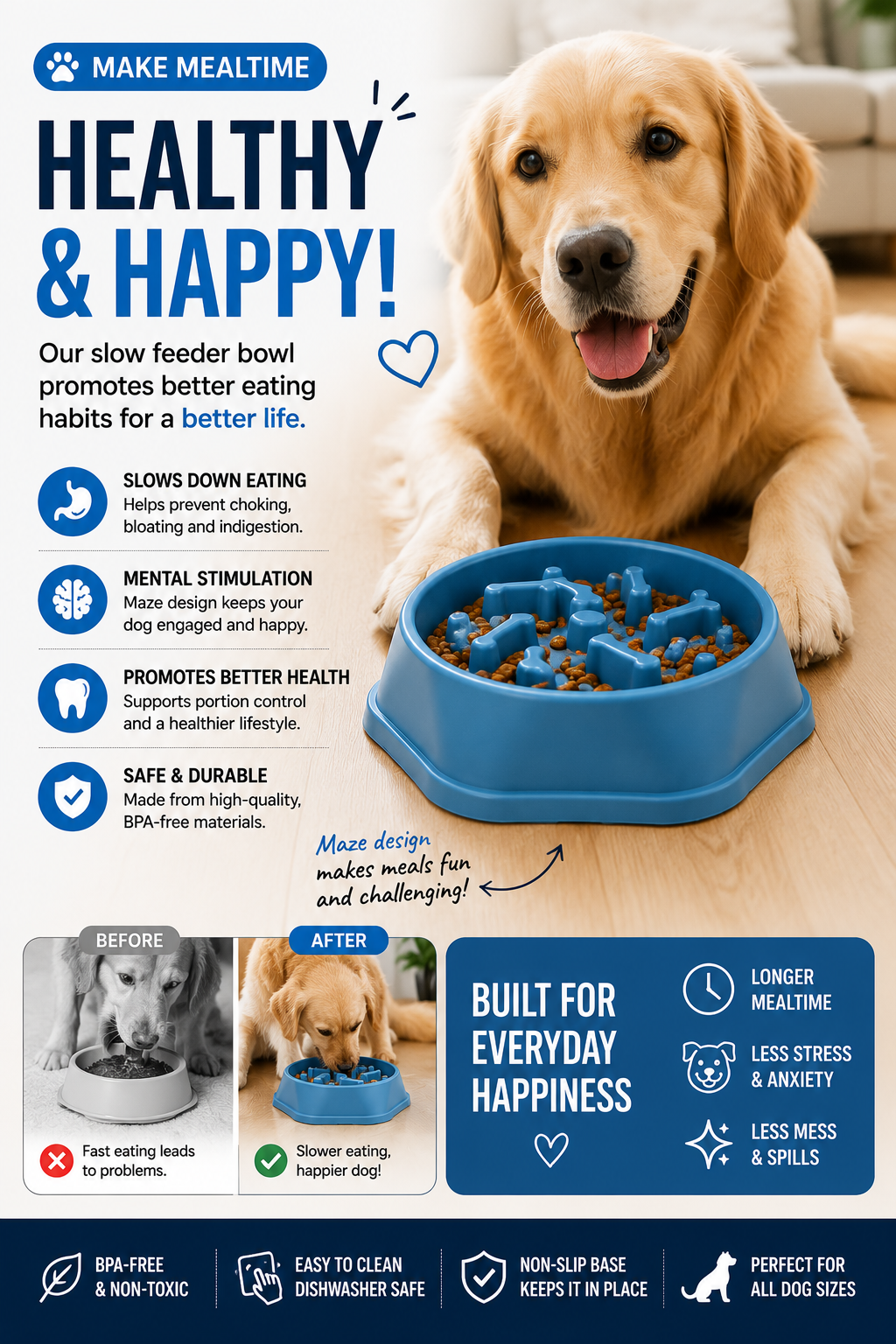 Slow Puzzle feeder bowl for Dogs