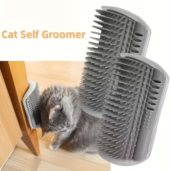 2-in-1 Wall Mounted Cat Grooming & Scratching Post